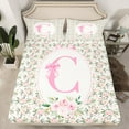 thumbnail image 2 of Castle Fairy Personalized Initial Letter C 3Pcs Twin Sheet Sets for Children Women Men,Floral Rose Bow-Tietwin Fitted Sheet,Monogrammed Alphabet Breathable Flat Sheet,Breathable Home Decor, 2 of 7