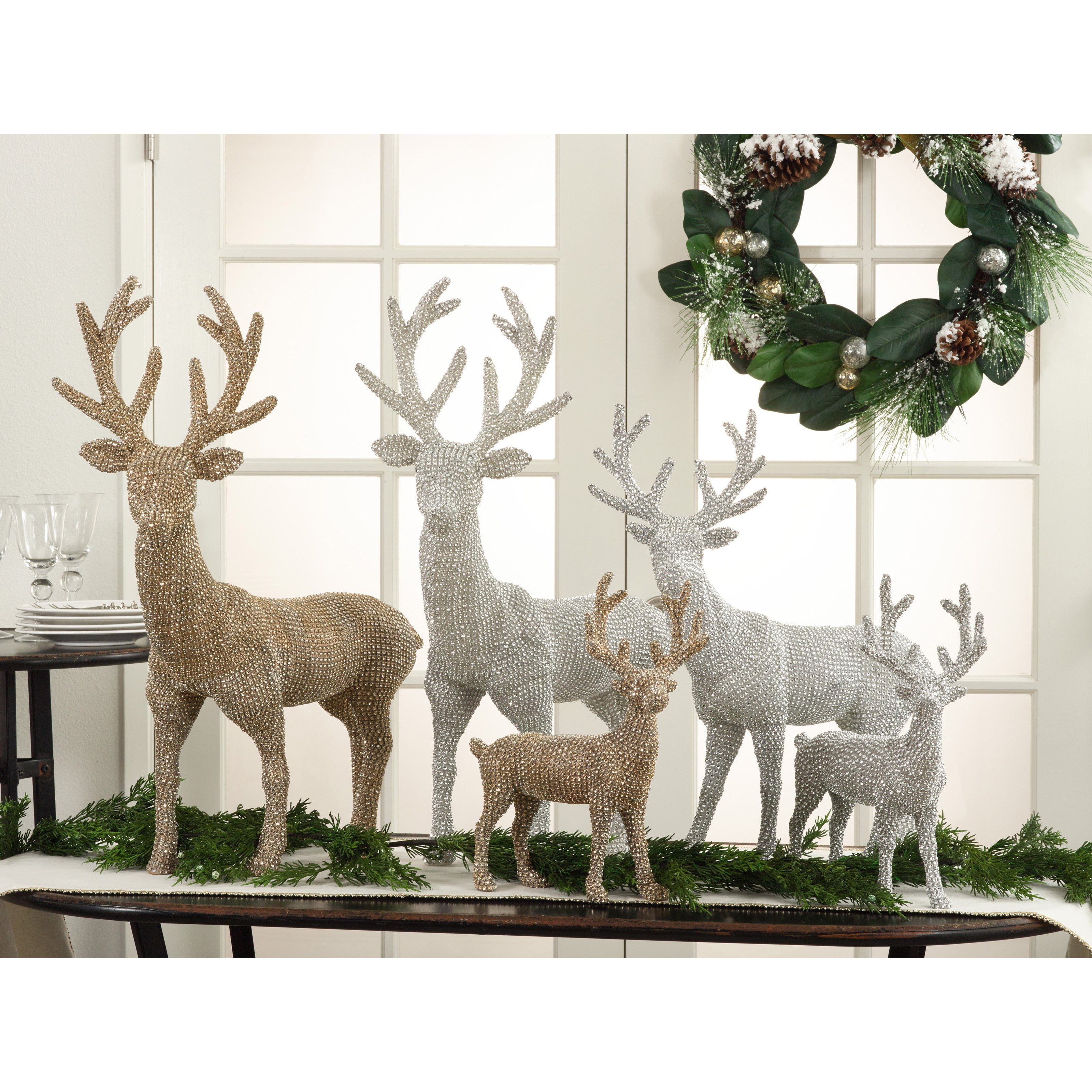 Saro Studded Reindeer Decor Set Of 2 Walmart Com