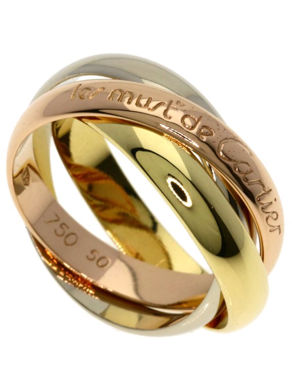 Pre-Owned Cartier Trinity #50 Ring - 18K Yellow Gold/18K White Pink Gold Women's CARTIER