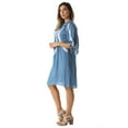 thumbnail image 2 of Riviera Sun Embroidered Casual Dress with Smocking Top (Denim / White, Small), 2 of 4