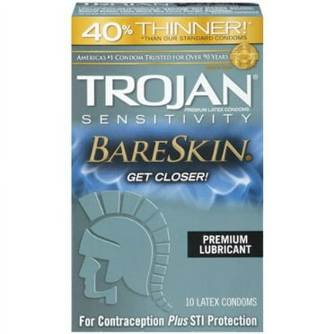 5 Pack - Trojan Sensitivity BareSkin Premium Lubricated Latex Condoms: 10 Each