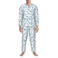 thumbnail image 3 of Naloa Hand Drawn Turtle Men’s Pajamas Set - Long Sleeve Button Down Sleep Shirt and Pajama Bottoms Sleepwear Set-Small, 3 of 7