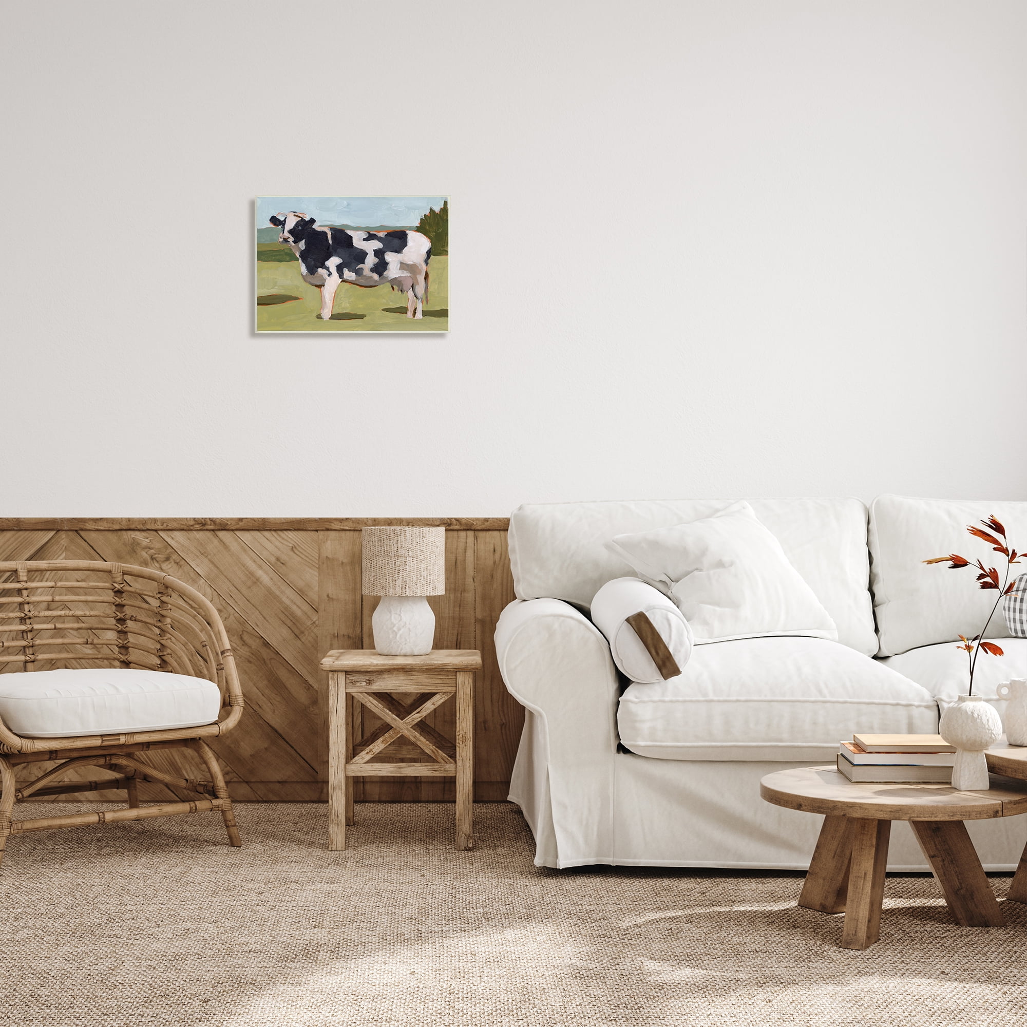 Stupell Industries Dairy Farm Cow Grazing Country Cattle Traditional Painting, 19 x 13, Design by Melissa Wang