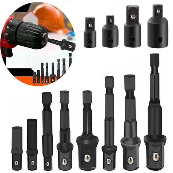 Socket Adapter Bit Set, Hex Shank Drill Adapters, 12 Pieces