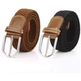 thumbnail image 1 of Juego de 2 cinturones para mujer, correas de lona elásticas trenzadas para hombres, cinturones elásticos para pantalones vaqueros, pantalones de vestir, 1 of 5