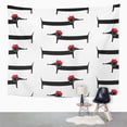 thumbnail image 2 of UFAEZU Cartoon Dog Cute Parisian Dachshund Child Drawing Puppy French Dressed with Red Wall Art Hanging Tapestry Home Decor for Living Room Bedroom Dorm 60x80 inch, 2 of 2