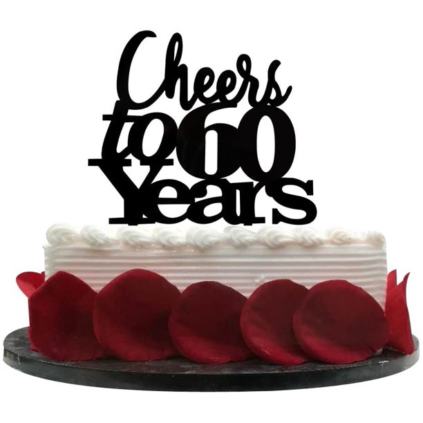 Cheers to 60 Years Cake Topper 60th Birthday, Wedding Anniversary