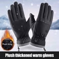 thumbnail image 1 of Guantes térmicos cálidos con cordón para senderismo, conducción, carrera, ciclismo (negro), 1 of 6