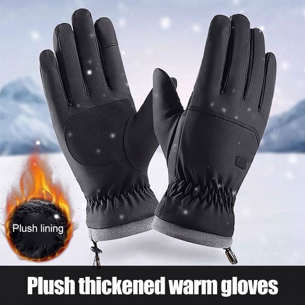 Guantes térmicos cálidos con cordón para senderismo, conducción, carrera, ciclismo (negro)