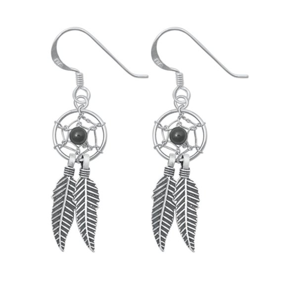 Sterling Silver Feather Dreamcatcher Earrings 925 New Jewelry Female Unisex