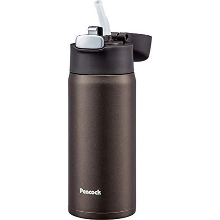

Peacock Water Bottle Sports Drink Compatible Mug Bottle Brown 0.4L Stainless Bottle Straw Type APA-40 T