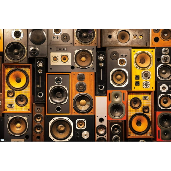 Retro Speaker Wall Wall Poster, 22.375" x 34"