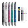 thumbnail image 2 of 6 Colors Pen Creative Multicolor Ballpoint Pen With 5 Colors Ball Pen 1 Automatic Pencil Multifunction Pen Office School Supply 5pcs black refill Multi-Colored, 2 of 6