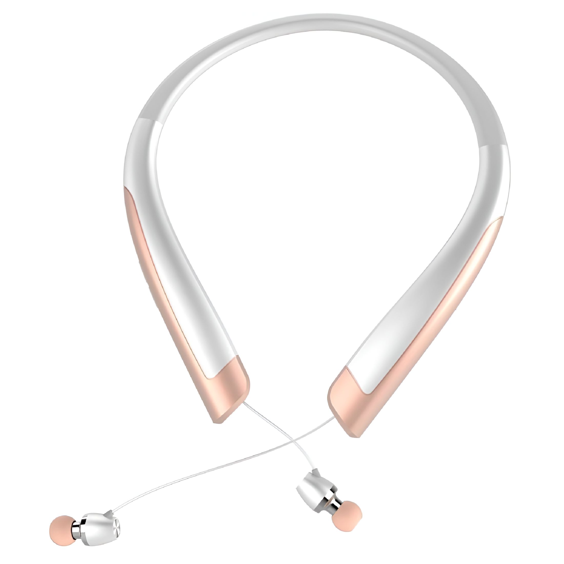 GJX Neckband Bluetooth-Compatible Headphones, Retractable Earbuds IPX4 Sweatproof, Stereo Noise Cancelling Earphones for Workout Sports Driving, Black