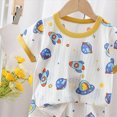 thumbnail image 6 of NOLDARES Newborn Baby Boy Clothes 2pcs Crewneck Short Sleeve Round Neck Top Drawstring Shorts Dinosaur Pattern Outfits(Gold,2-3 Y), 6 of 6