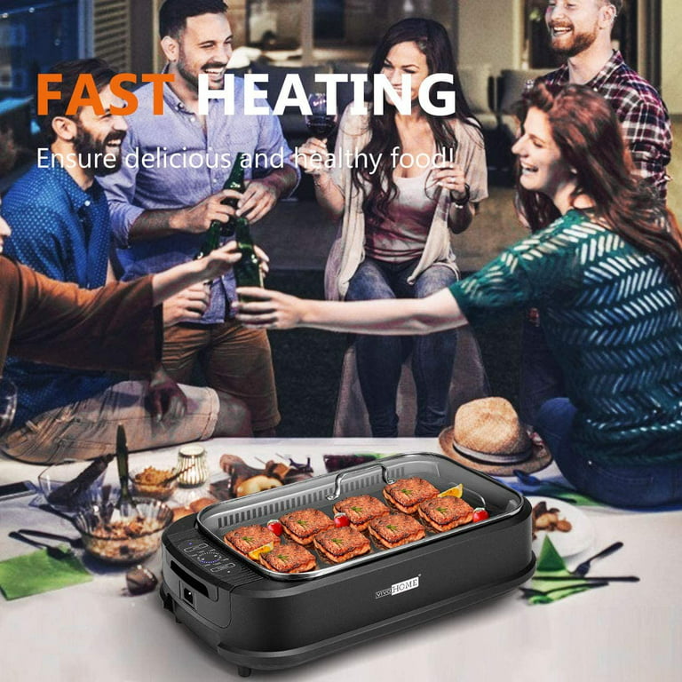 CalmDo Electric Grill, Smokeless Indoor Grill with Tempered Glass Lid, 2 in  1 Outdoor BBQ Grill with Removable Nonstick Grill Plate and Drip Tray, Fast  HeatingDishwasher Safe, Black – The Market Depot