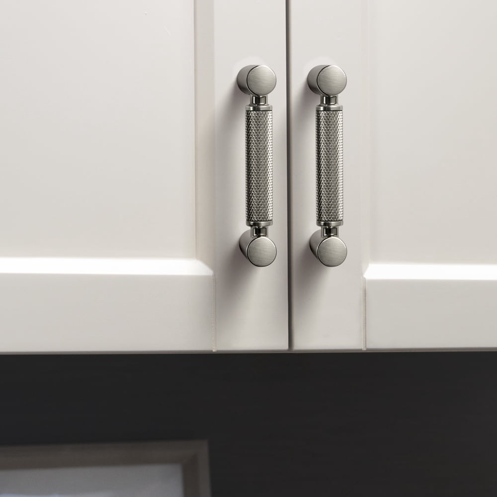 Goo-Ki 6 Pack 3''(76mm) Hole Center Satin Nickel Cabinet Pulls, Zinc Alloy Knurled Grip Cabinet Handles for Drawer,Dresser,Cupboard Wardrobe Cabinet