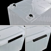 Idomy 4-Pack 70 L Large Clear Storage Boxes, Plastic Latching Boxes with Wheels