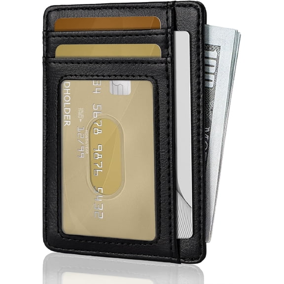 JINYUN-Slim Wallet for Men, Credit Card Holder Wallet, Minimalist Design - RFID Blocking Front Pocket Leather Thin Wallet for Men and Women(Cloud Black)
