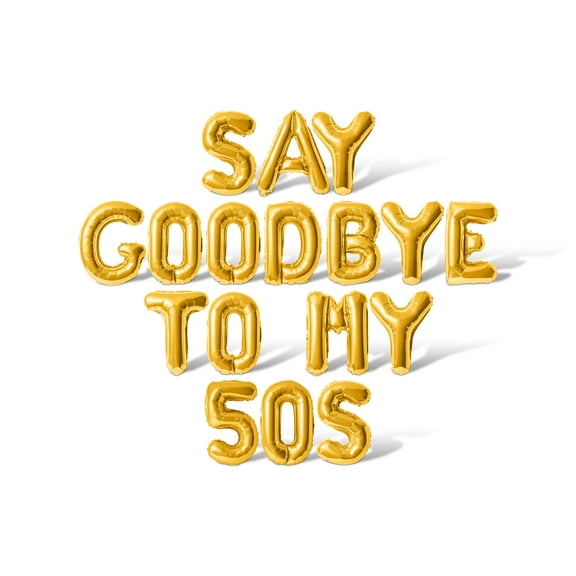Letter Balloons - SAY GOODBYE TO MY 50S 16" Inch Alphabet Letters Foil Mylar Balloon Birthday Party Banner (Gold)