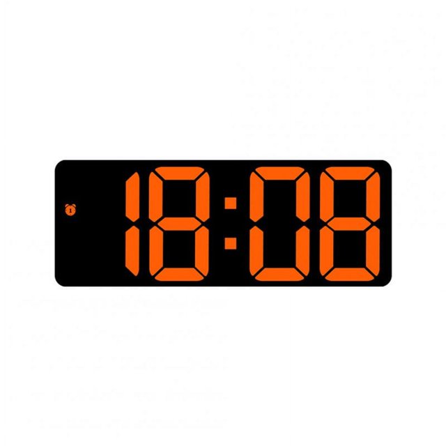 Réveil Électronique Led Coloré 3 Niveaux de Luminosité Réglable Affichage de l'Heure Date Température Grand Écran Horloges de Table orange