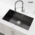 thumbnail image 5 of 33x19 inch Black Stainless Steel Single Bowl Undermount Kitchen Sink with US Standard Drain and Hook, Model SS-BL04D-331912, 5 of 11