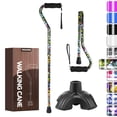 thumbnail image 1 of Bastón plegable ligero para mujeres y hombres, con mango descentrado, ajustable para personas mayores, movilidad y equilibrio, base pequeña, 81-94 cm, diseño de flor, 1 of 5
