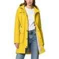 thumbnail image 7 of JULMCOMO Women's Rain Jacket Waterproof Drawstring Waist Hooded Rain Trench Coat Cargo Jacket Outdoor Windbreaker with Snap Pockets Yellow M, 7 of 7