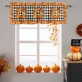 thumbnail image 6 of Thanksgiving Orange Valances for Windows, 42 x 18in, Pumpkin Maple Leaf Harvest Retro Plaid Rod Pocket Kitchen Valance Curtain Light Filtering Window Treatments for Living Room Bedroom, 1 Panel, 6 of 7
