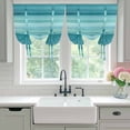 thumbnail image 5 of Cyan Green Tie Up Curtain 63 Inches Long, Gradient Stripe Abstract Lines Texture Modern Balloon Style Kitchen Window Curtain Over Sink, Small Window Rod Pocket Curtain 52"x63", 5 of 9
