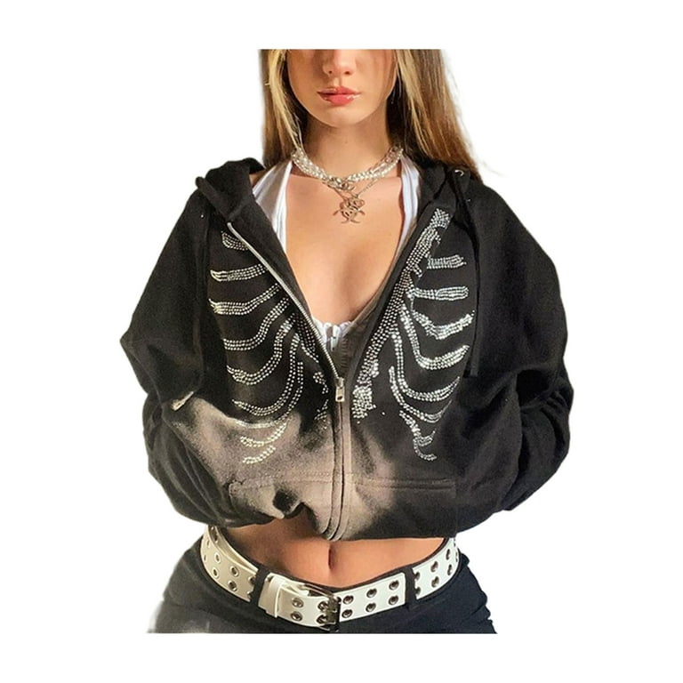 CenturyX Women Y2K Hoodie Zip up Pullover Sweatshirt