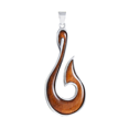 thumbnail image 2 of Gorgeous Hawaiian X-Large Genuine Koa Wood Fish Hook Necklace, Sterling Silver Fish Hook Pendant, N8862 Birthday Valentine Gift, 2 of 3