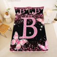 thumbnail image 5 of Manfei Lovely Initial Sequin Print B Queen Sheets,Pretty Butterfly Queen Sheet Sets,Pink,4-Piece, 5 of 6