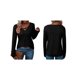 thumbnail image 2 of Camiseta de Larga con Cuello en V para Mujer, Estilo Casual, Cómoda, Elástica, de Color Liso. Negro S, 2 of 6