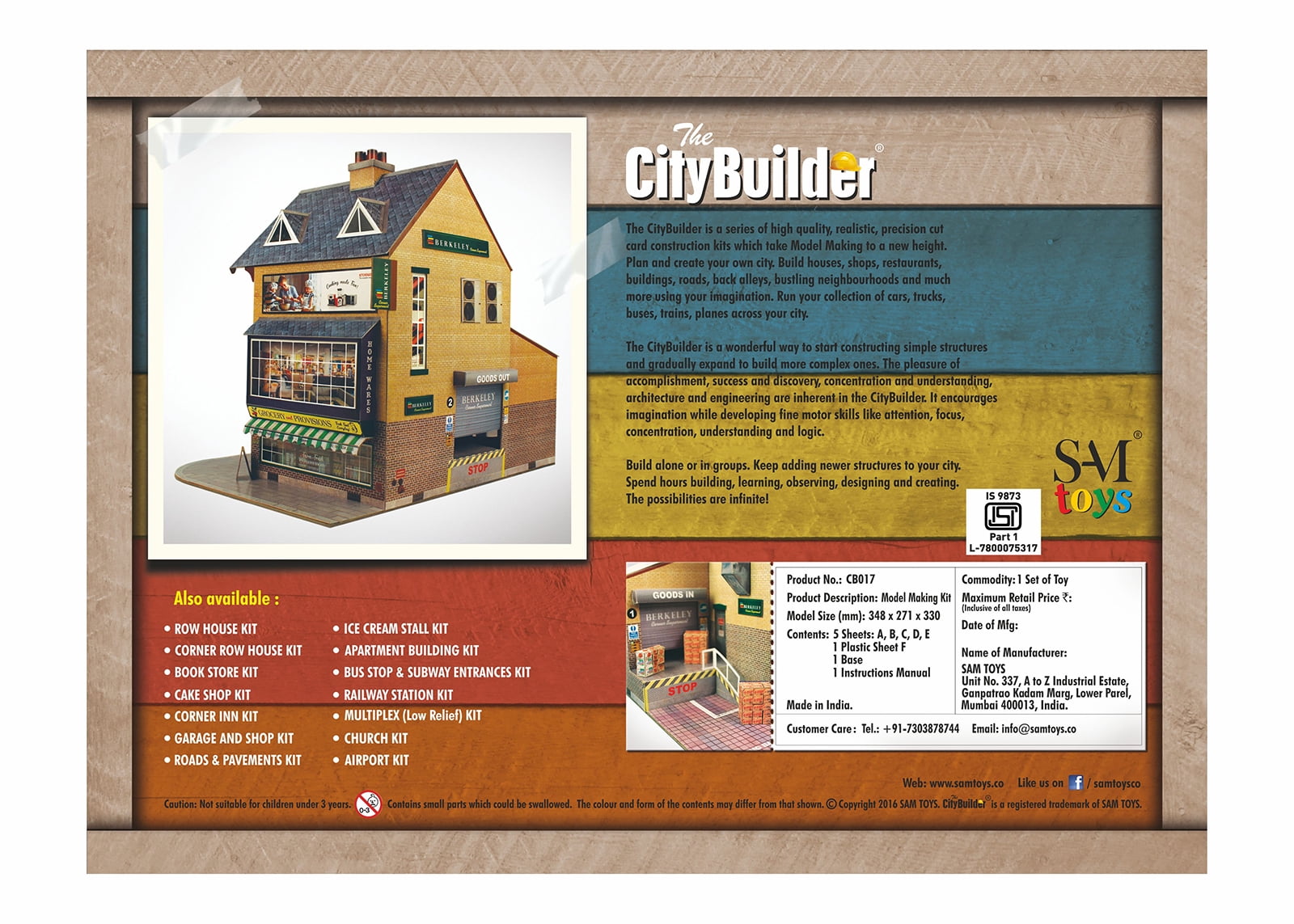 The CityBuilder CORNER SUPERMART Cardboard Model Making Kit (1:48) O scale for Model Railroads and Cars