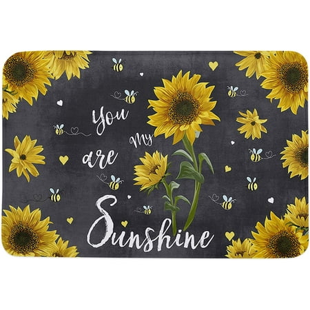 

Pastoral Style Indoor Door Mat Entryway Rug Anti-Skid Doormat Decorative Absorbent Washable Floor Mat for Patio High Traffic Areas Decorch Quote Words Sunflowers Black-Grey Texture 24x16 Inch