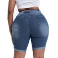thumbnail image 2 of Gocolloa Womens Plus Size Jean Shorts High Waisted Stretchy Midi Bermuda Denim Shorts Grayish Blue 16W, 2 of 5
