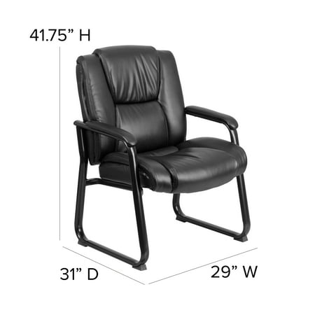 Flash Furniture - Hercules  Contemporary Leather/Faux Leather Big & Tall Side Chair - Upholstered - Black