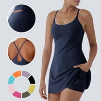 Meichang Workout Sets for Women Two Piece Sets for Women Summer Sleeveless Spaghetti Straps Athletic Golf Tennis Dresses with Shorts Sets