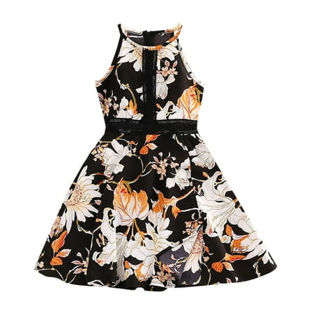 

Holiday Sweater for Girls Floral Girls Dresses Age 4 To 7 Years Kids Summer Outfits Casual Halter Sleeveless Cute Short Sun Dresses Toddler Farm Girl Dress