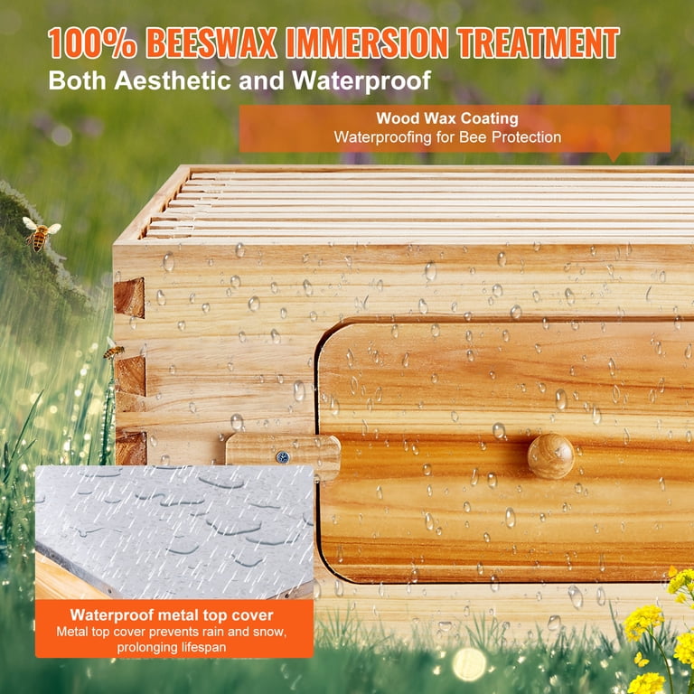 KFFKFF Natural Cedar Langstroth Bee Hive, 20 Deep Frames, 20