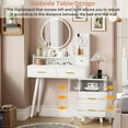 thumbnail image 6 of Makeup Vanity with Round Mirror and Lights,Vanity Desk with and Charging Station and Touch Screen Mirror,Vanity Table with Drawers and Shelves,White, 6 of 8