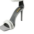 thumbnail image 3 of XYD Women Gaceful Ankle Strap Square Open Toe Sandals Stiletto High Heel Back Zipper Party Fuzzy Dressy Shoes Size 9 Grey, 3 of 4