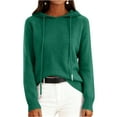 thumbnail image 2 of Women's Fashion Long Sleeve Solid Color Pullover Hooded Knitted Sweater, Comfortable and Warm, Perfect for Outdoor Activities and Winter Sports,Army Green,L, 2 of 5