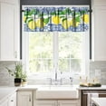 thumbnail image 4 of Yellow Lemon Valance, Blue Tiles Summer Holiday Tasty Fruit Healthy Fruit Vintage Rustic Cafe Short Window Valance for Kitchen Bedroom Decor, 54x18in, 4 of 5