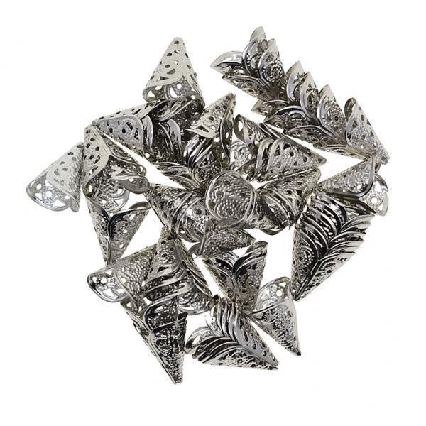 GUOOL 6x50 Pieces Filigree Cone Flower Beads Cap for Jewelry Making Findings
