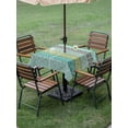 thumbnail image 3 of Outdoor Tablecloth with Umbrella Hole and Zipper, Teal Black Boho Square Table Cloth 60x60 Inch Waterproof Tablecloth, Vintage Ethnic Tribe Abstract Art Picnic Table Cover for Patio Camping, 3 of 7