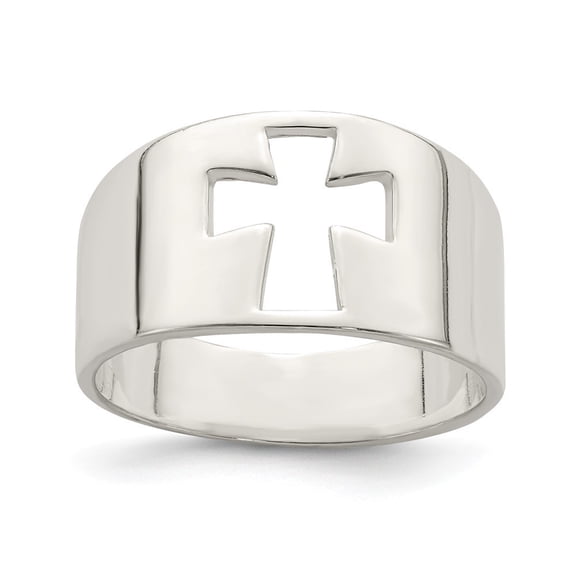 Sterling Silver Cross Cutout Ring - 3.8 Grams - Size 8 - Measures 3mm Wide