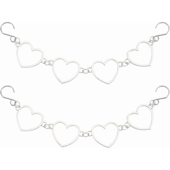 2Pcs Heart Shoe Chain Shoe Charm Chains 304 Stainless Steel Silver Hollow Heart Shaped Charm Metal S Hook Clasp Hanging Shoe Link Accessories for Boots Sneakers Shoes DIY Craft Decoration