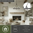 thumbnail image 3 of Russel 6 Light Matte Black and Weathered Gray Farmhouse Candle Wheel Chandelier, 3 of 14